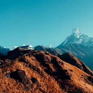 Mardi Himal High Camp with dramatic view of Machhapuchhre Fishtail Mountain Annapurna region Nepal