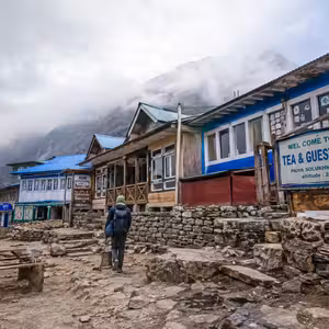 Simple teahouse guesthouses along the Everest Base Camp trail at Paiya village, Solukhumbu, Nepal