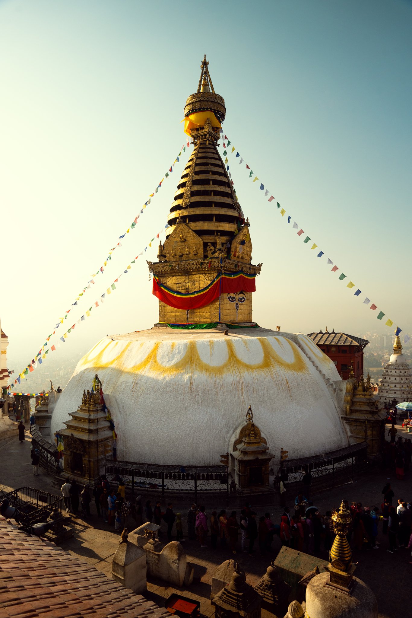 Picture of Swyambhunath temple with pashupatinath showing kathmandu vibes